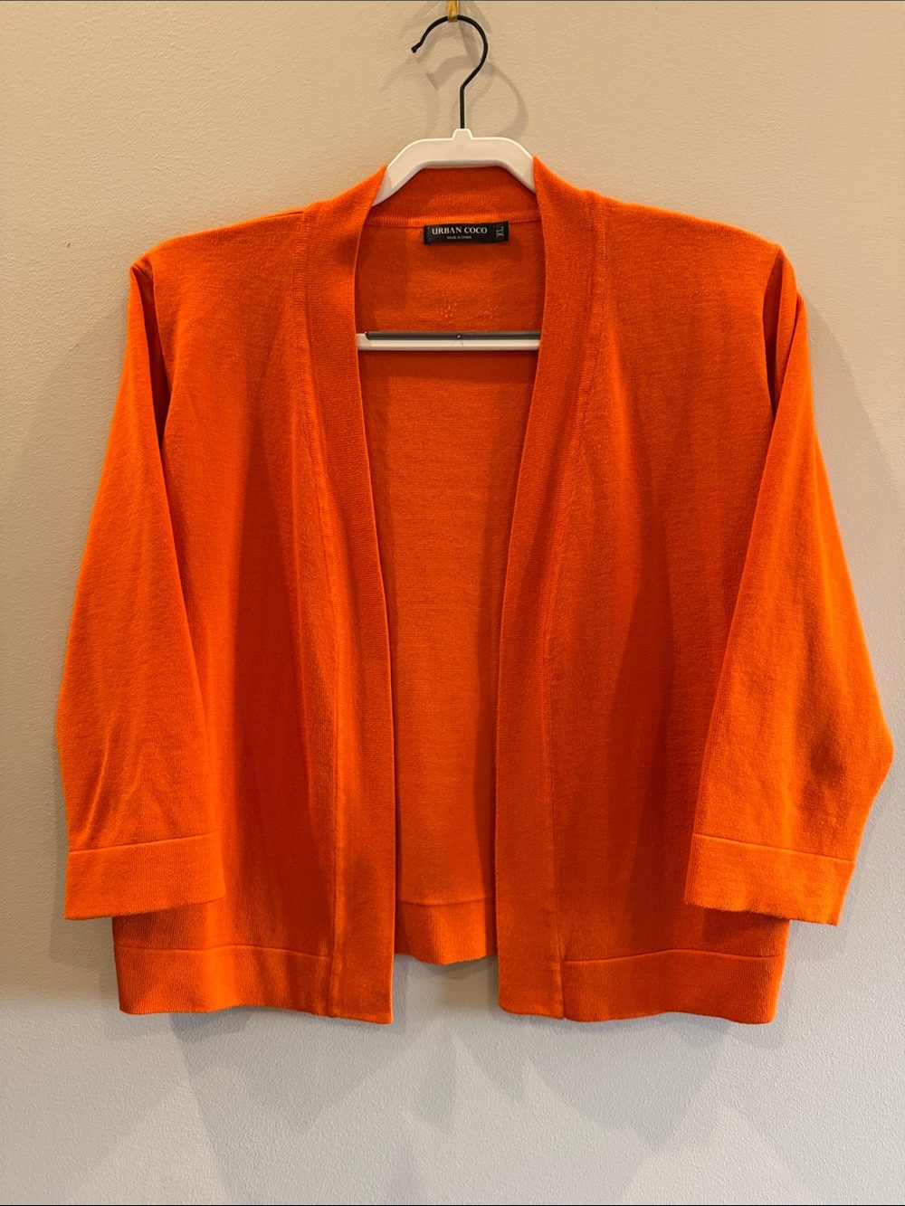 Urban Coco Orange Open-Front Women's Cardigan